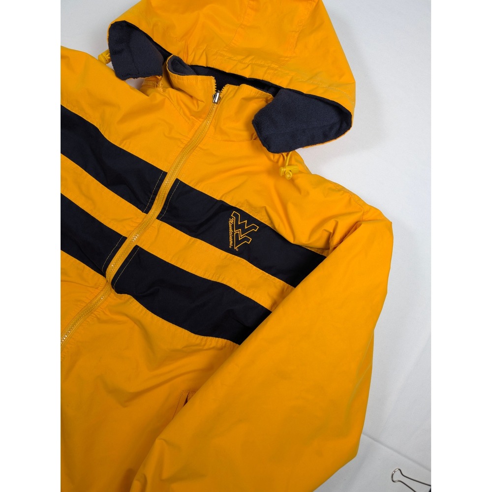 West Virginia Mountaineers Hooded Windbreaker Jacket Gold Navy Blue Fleece Lined